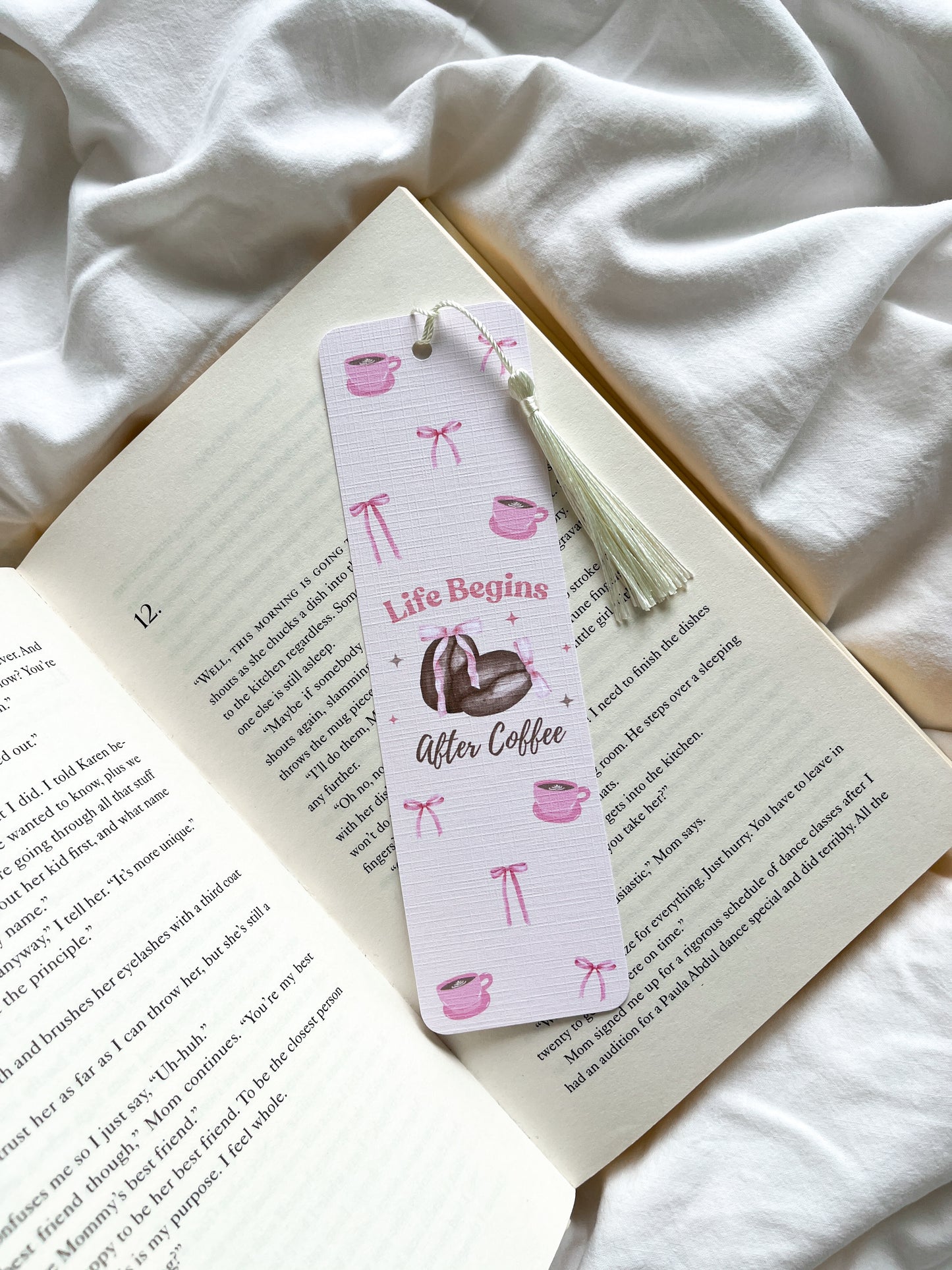 Coffee & Croissant Bookmark | Life Begins After Coffee Bookmark