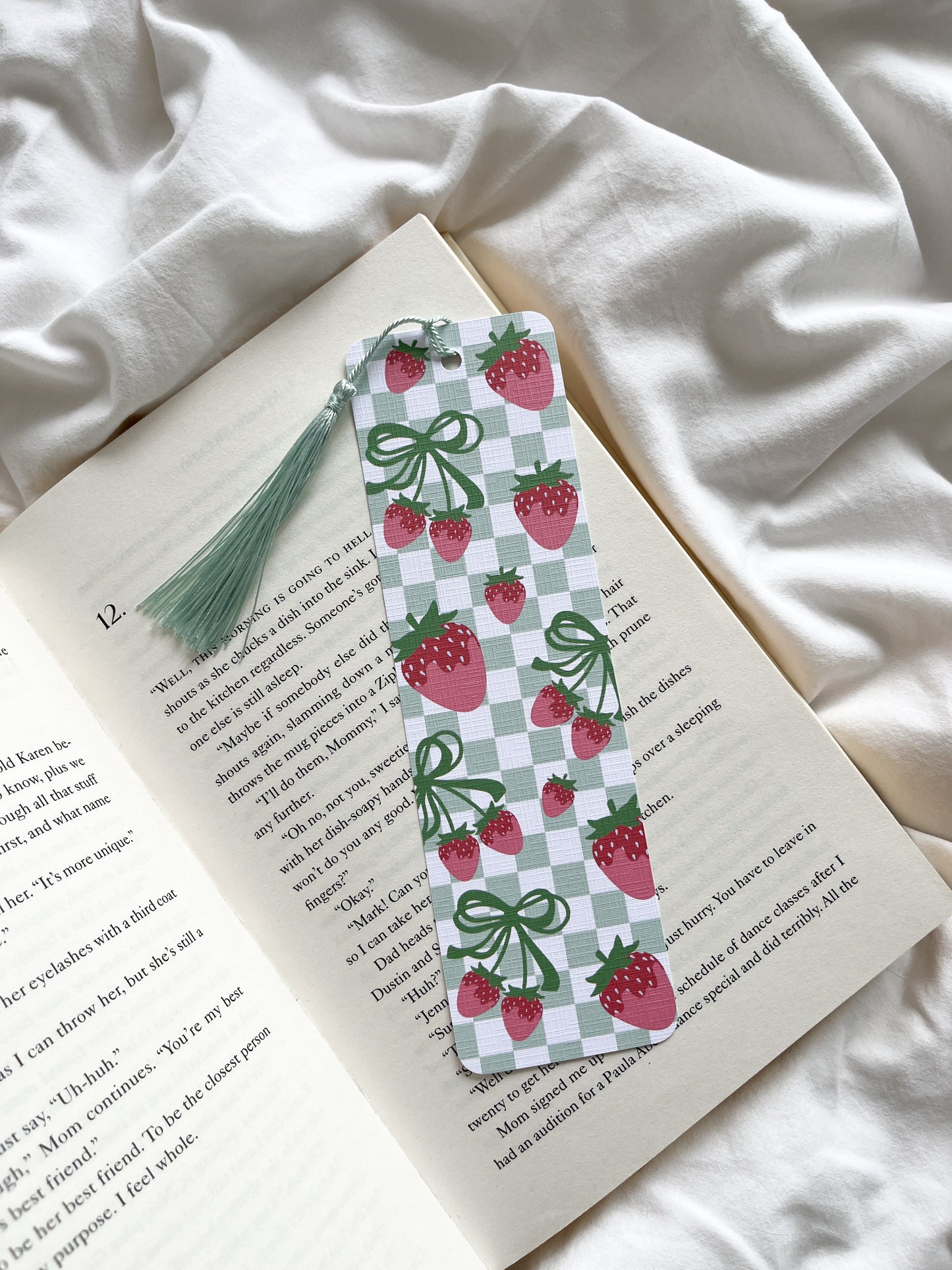 Strawberry Coquette Bookmark | Strawberry Picnic Bookmark