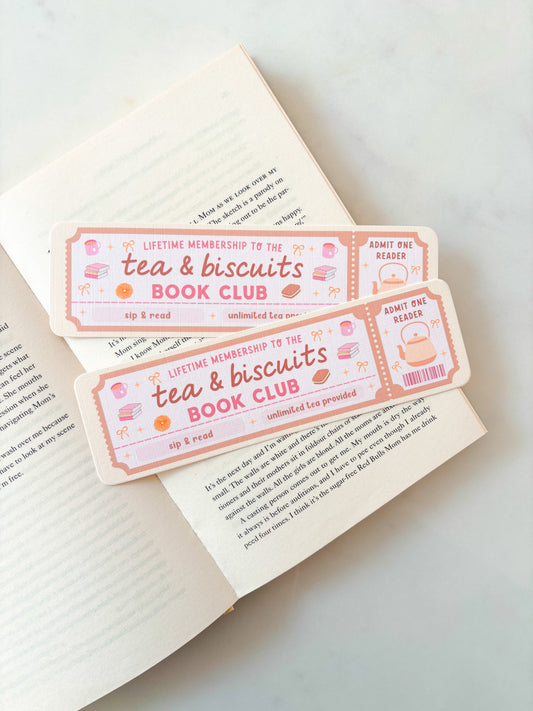 Tea & Biscuits Book Club Bookmark | Tea Lover