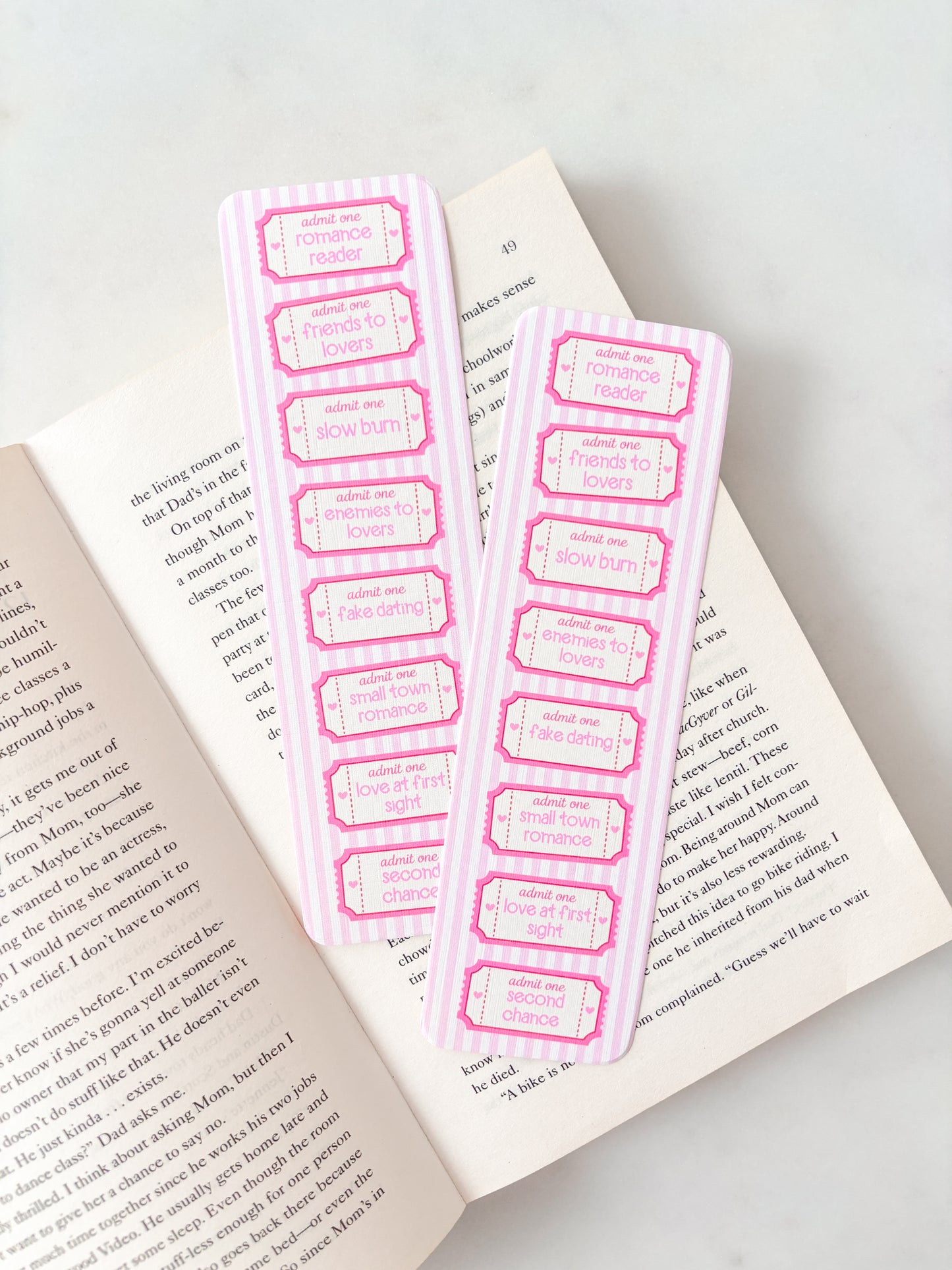 Romance Book Tropes Book Club Tickets Bookmark