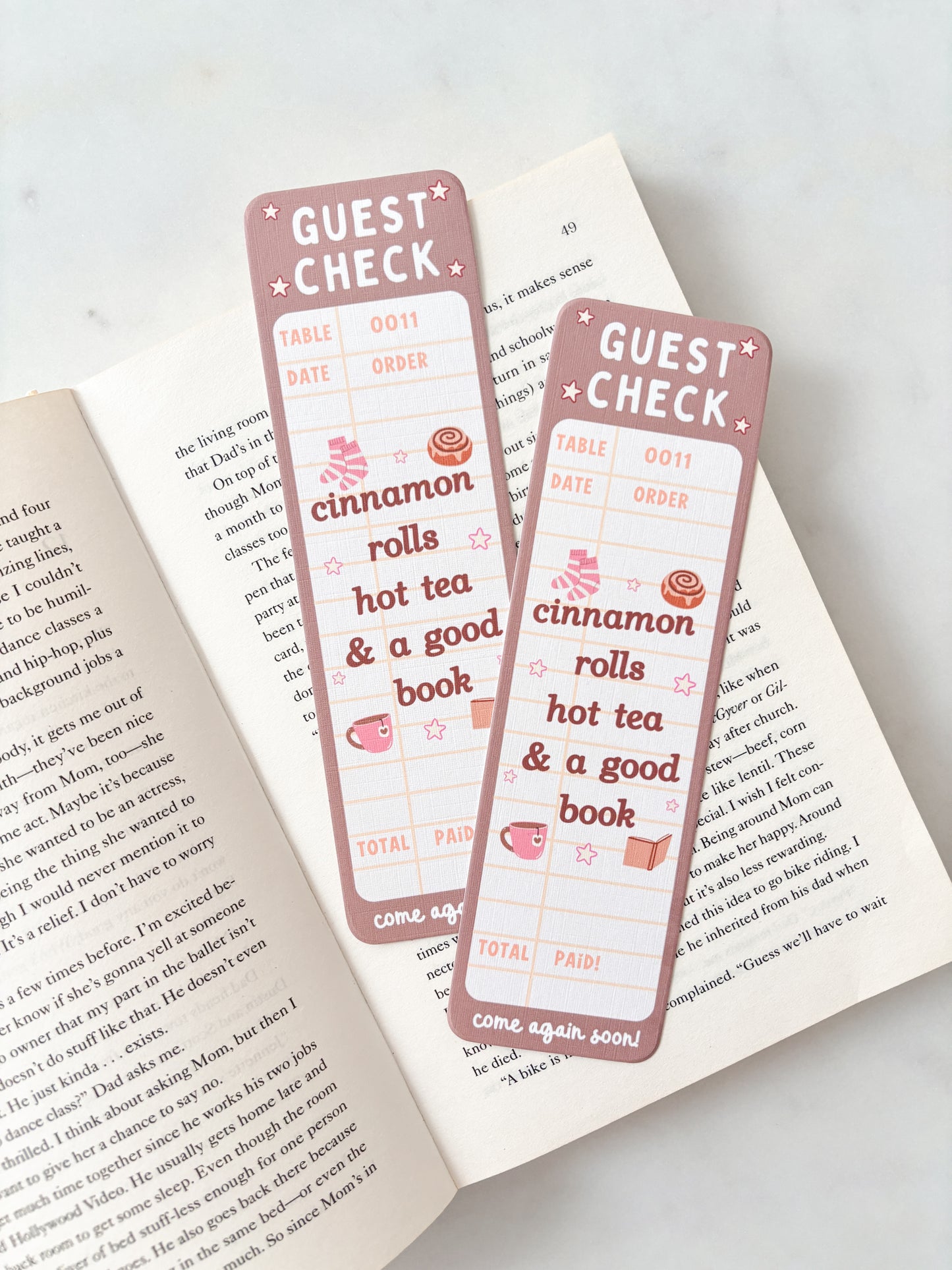 Cinnamon Rolls & Hot Tea Guest Check Bookmark | Autumn