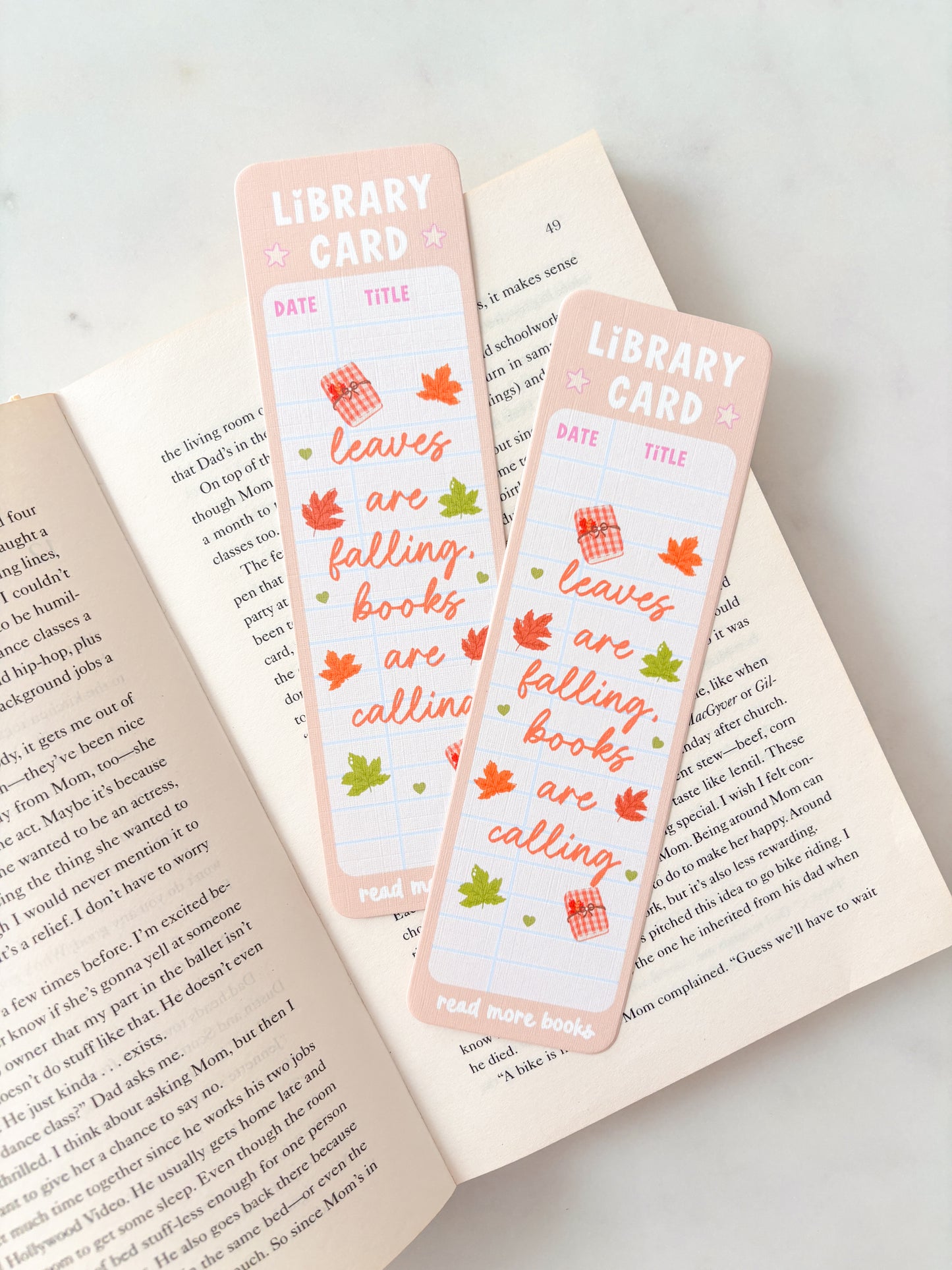 Leaves Are Falling Books Are Calling Library Card Bookmark