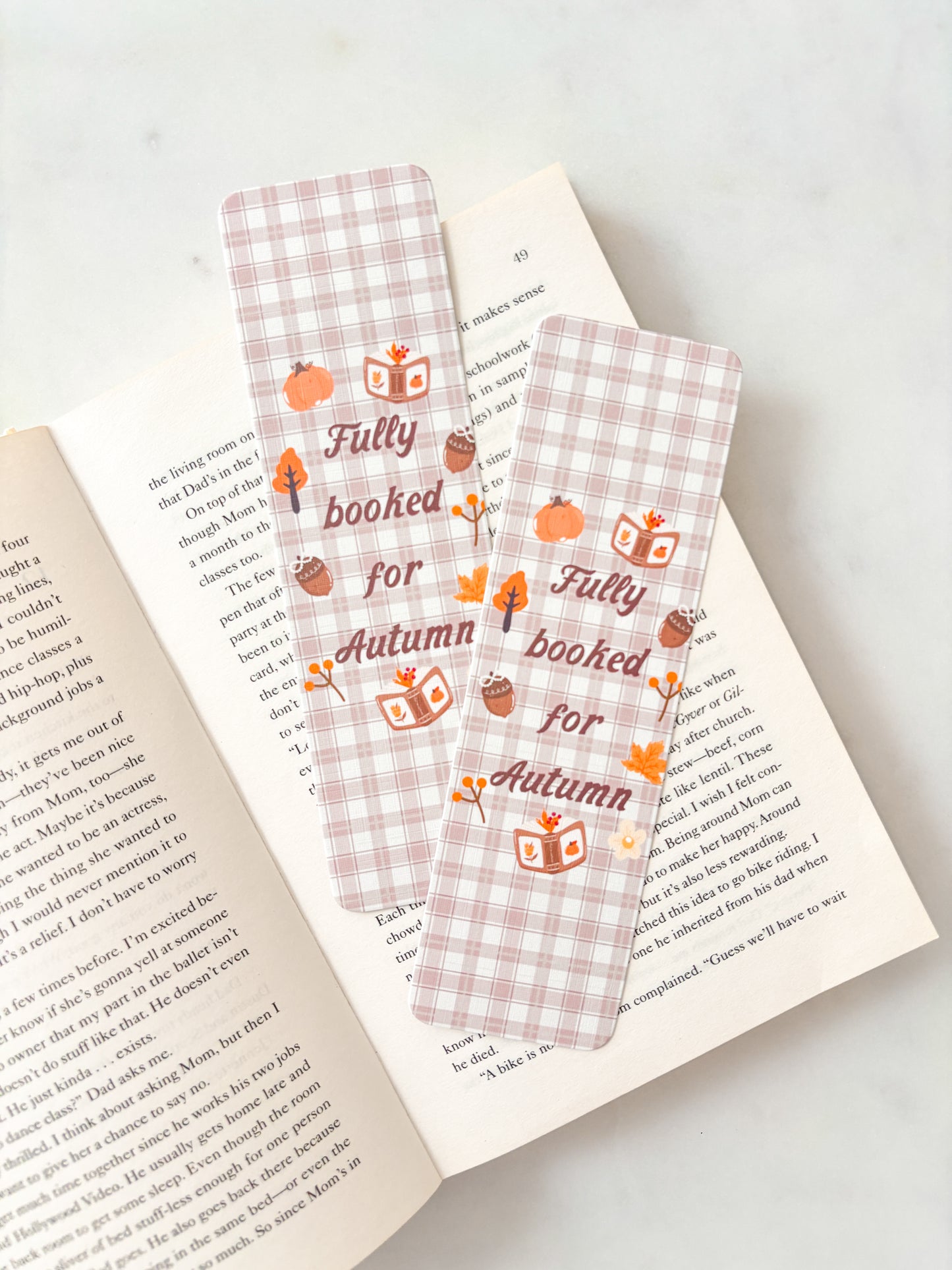 Fully Booked For Autumn Gingham Bookmark
