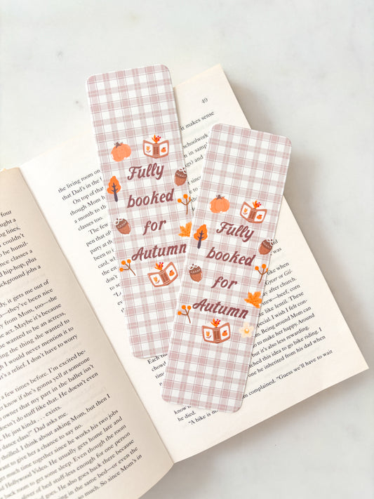 Fully Booked For Autumn Gingham Bookmark