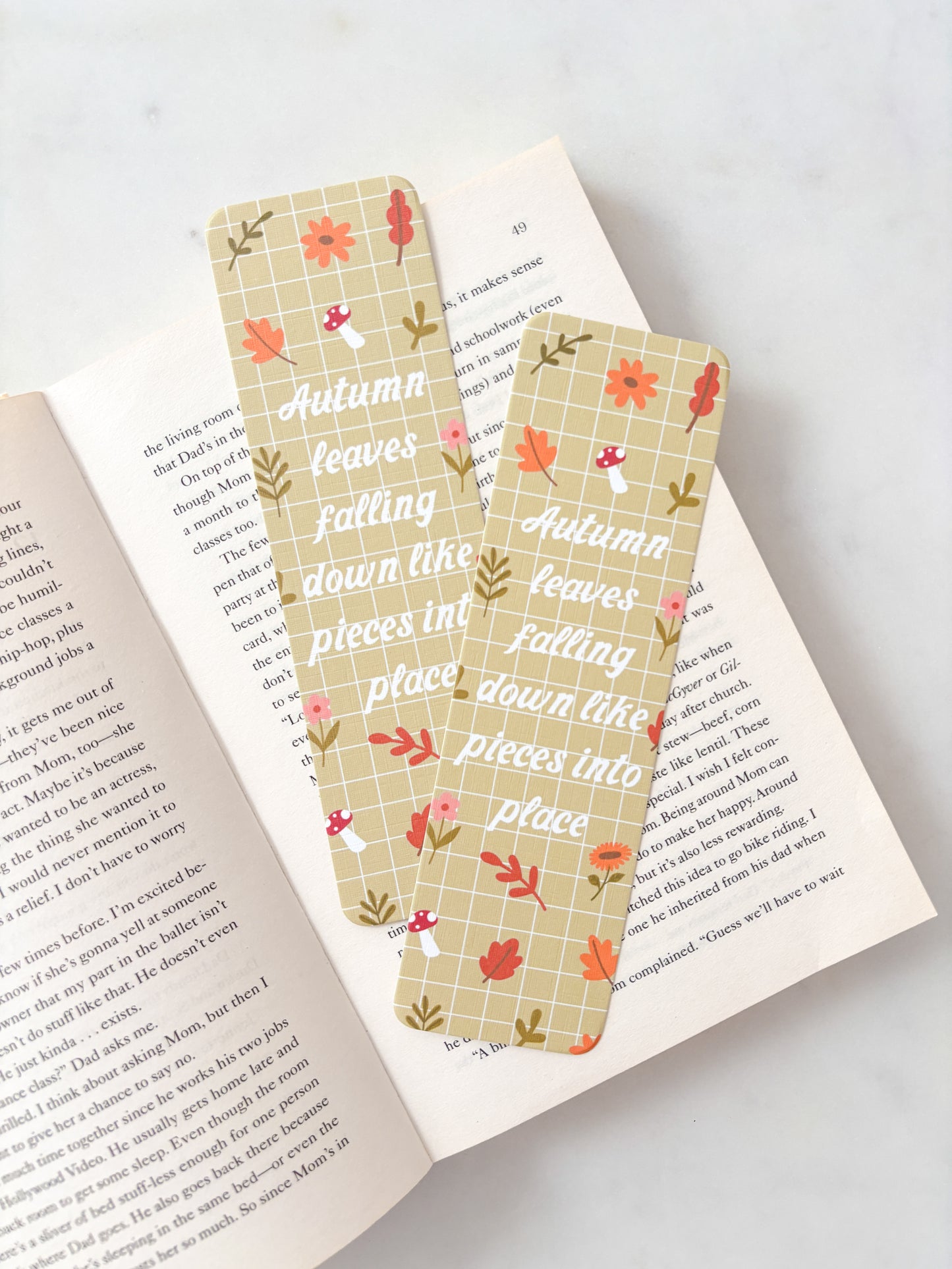 August Leaves Falling Bookmark | Cosy Fall Bookmark