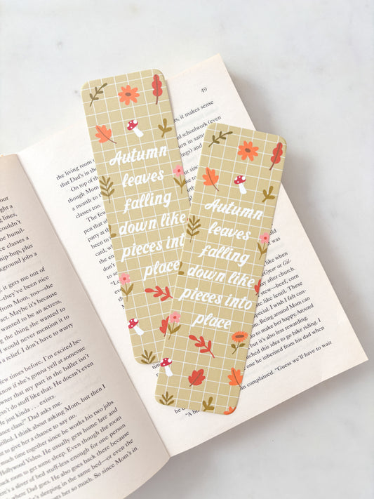 August Leaves Falling Bookmark | Cosy Fall Bookmark