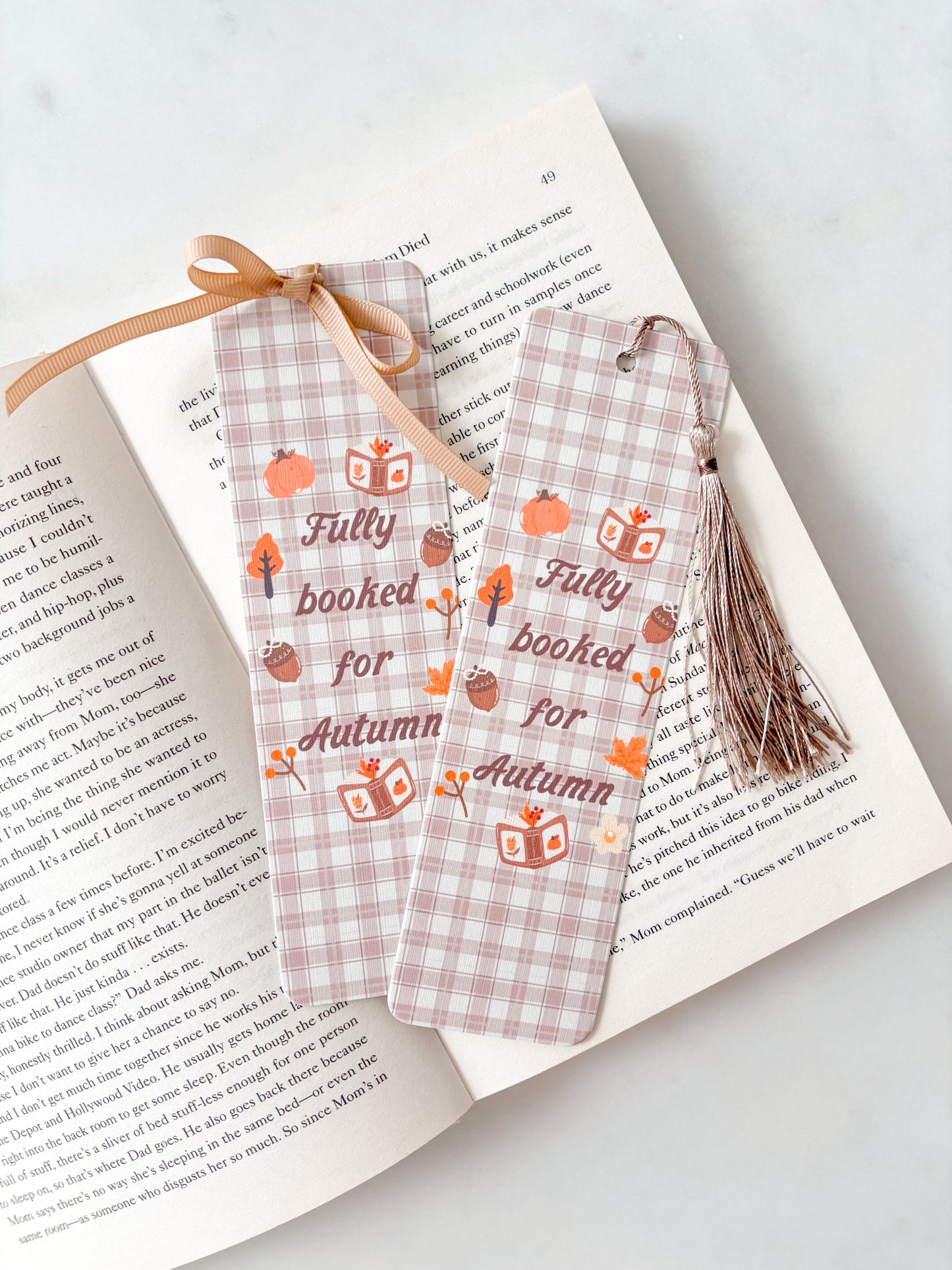 Fully Booked For Autumn Gingham Bookmark