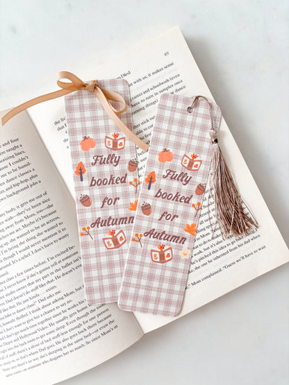 Fully Booked For Autumn Gingham Bookmark