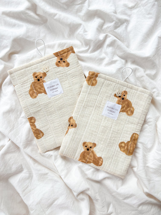 Fluffy Teddy Bear Book Sleeve Pouch