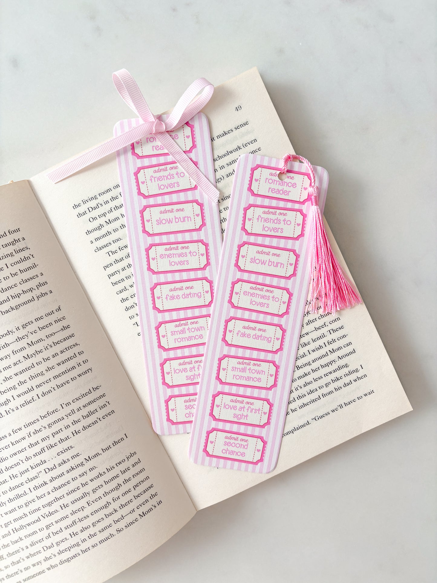 Romance Book Tropes Book Club Tickets Bookmark