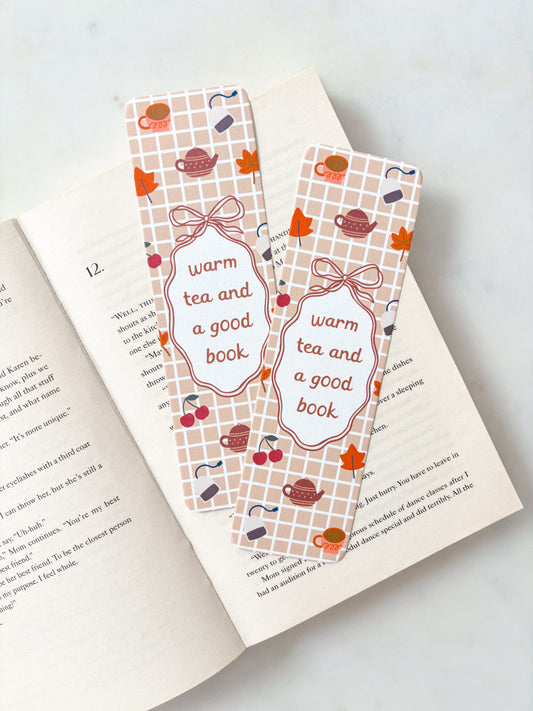 Warm Tea And A Good Book Bookmark | Autumn Bookmark