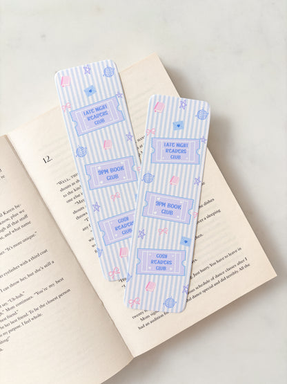 Late Night Readers Club Bookmark | Book Club Tickets Bookmark
