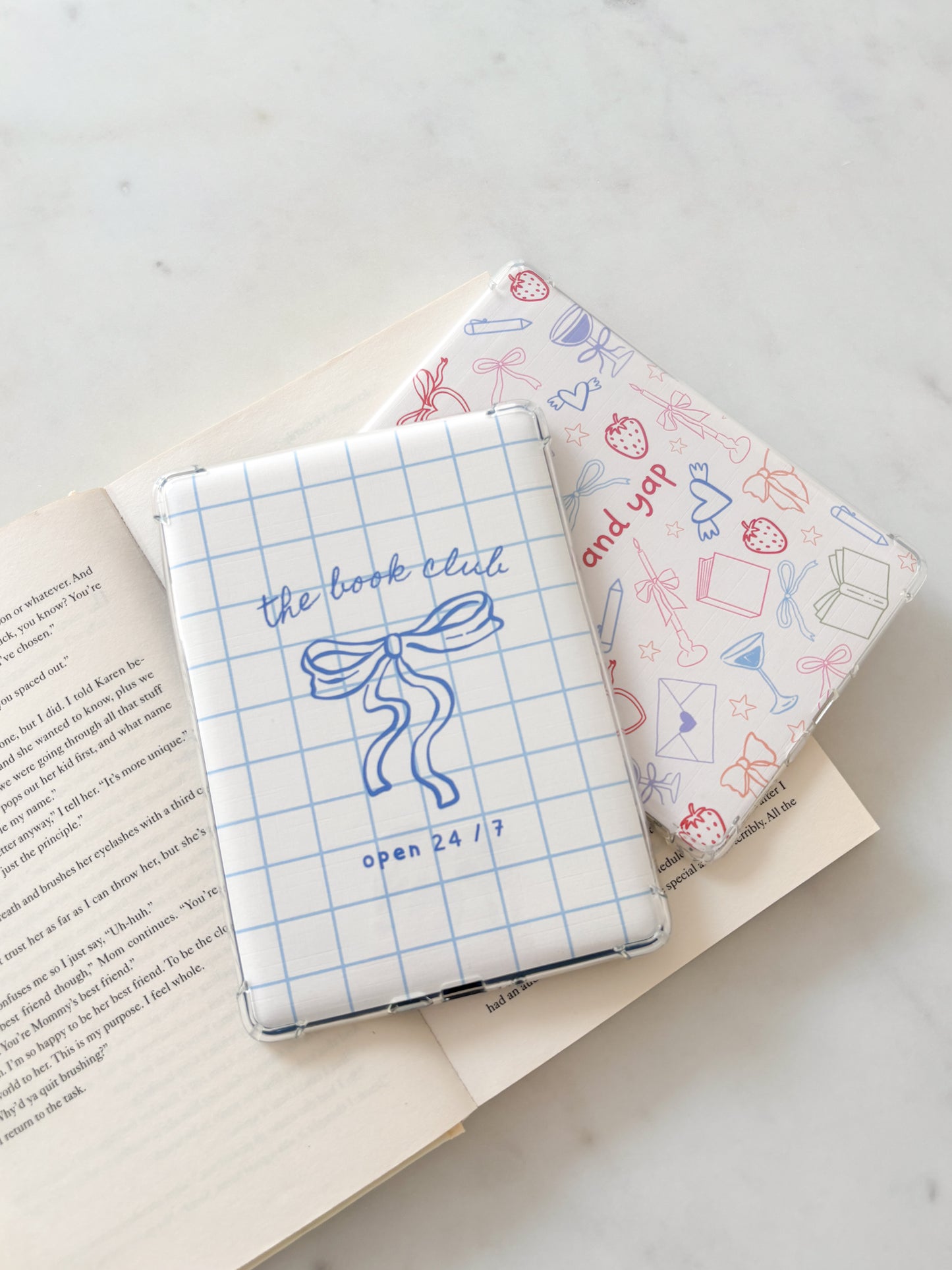 The Book Club Insert | Blue Coquette Bow Kindle Insert