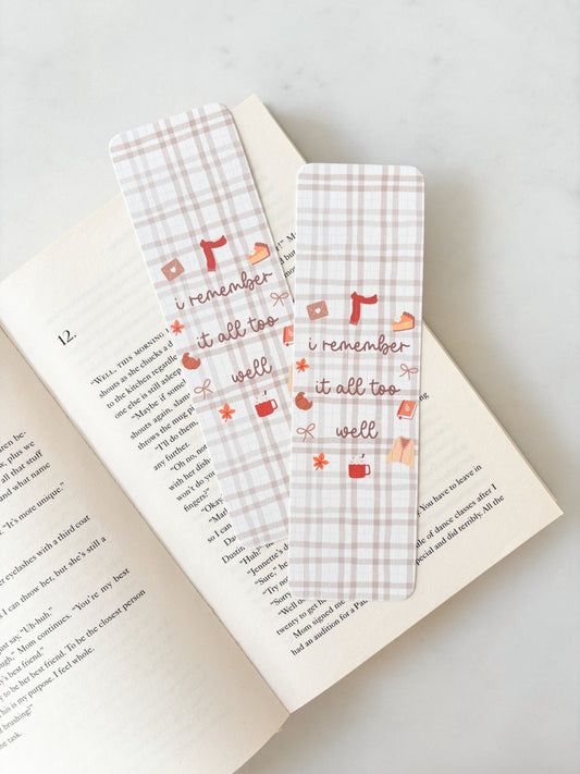 All Too Well Plaid Gingham Bookmark