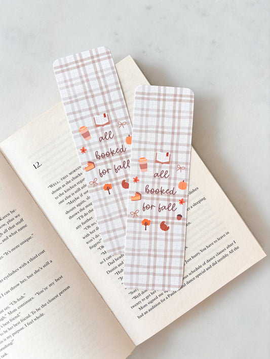 All Booked For Fall Gingham Bookmark