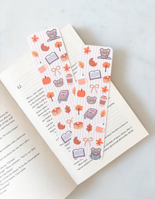 Autumn Reading Bear Bookmark