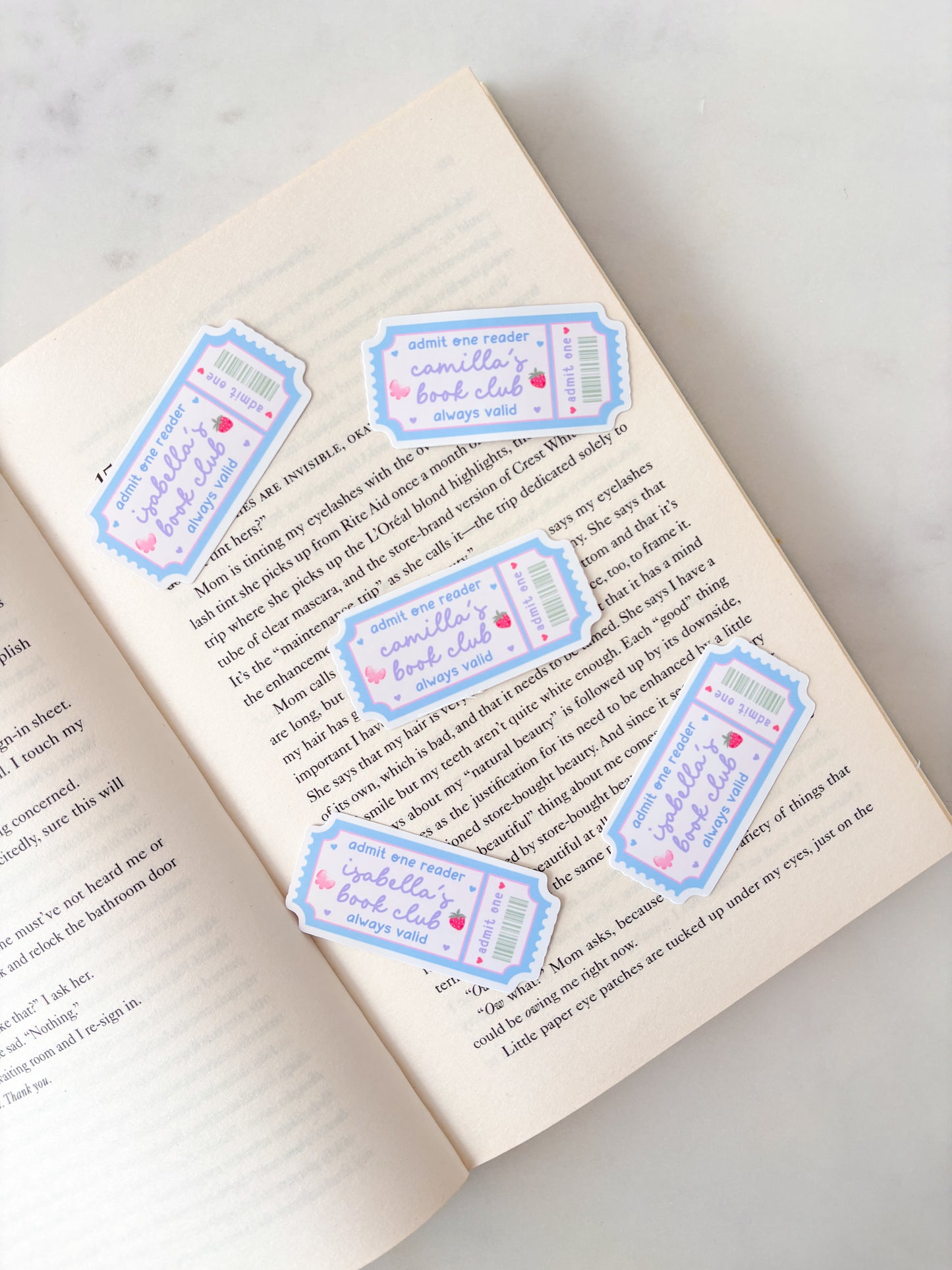 Personalised Name Sticker Book Club Ticket