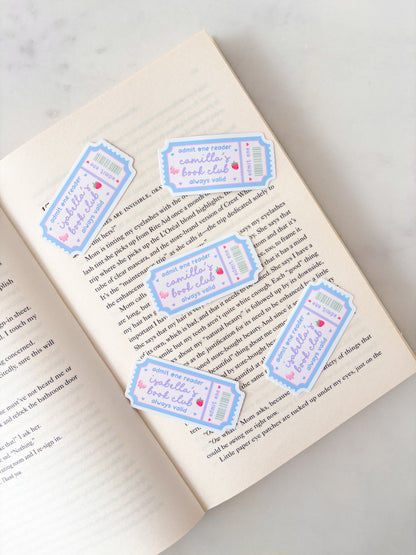 Personalised Name Sticker Book Club Ticket