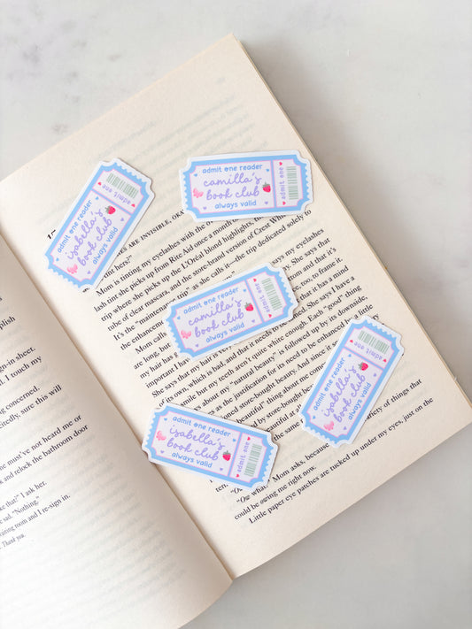 Personalised Name Sticker Book Club Ticket