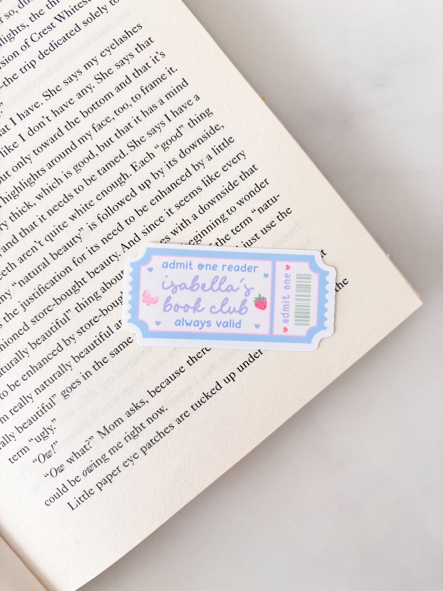 Personalised Name Sticker Book Club Ticket