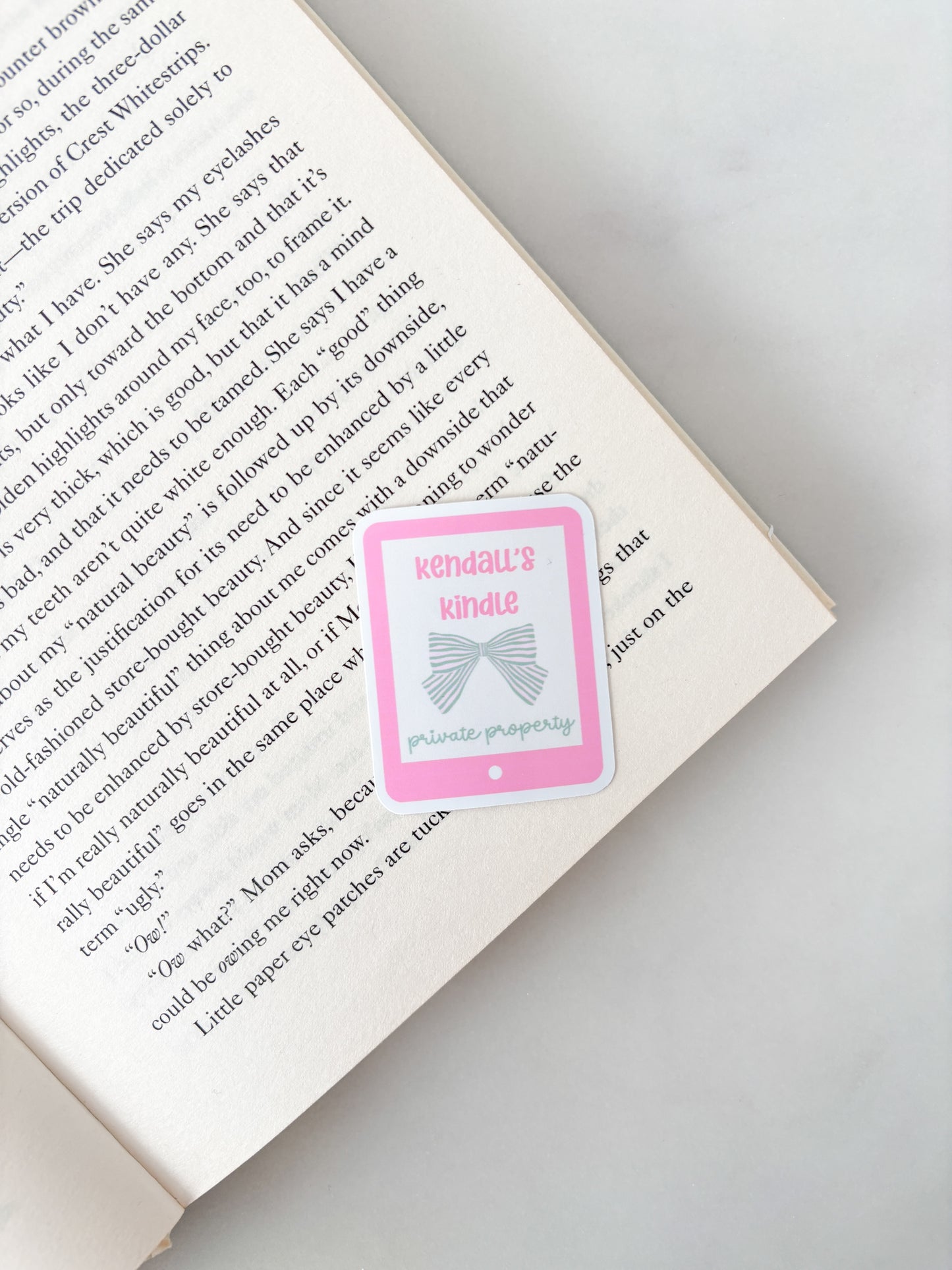 Pink Kindle Personalised Name Sticker