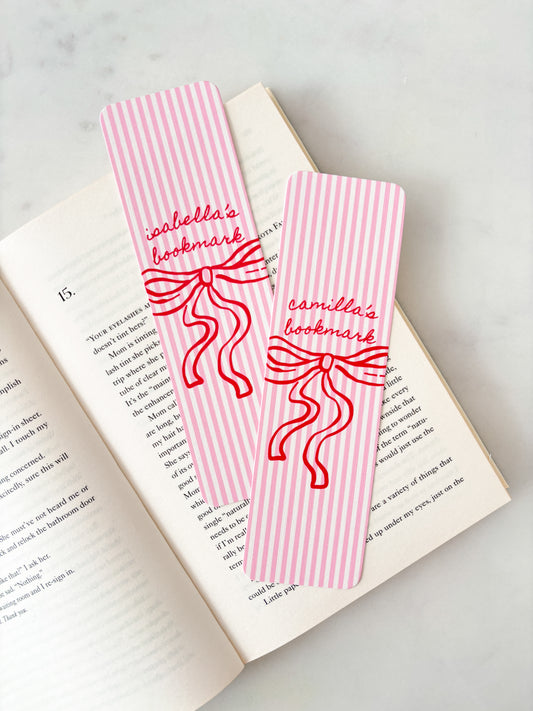 Pink Coquette Bow Personalised Name Bookmark