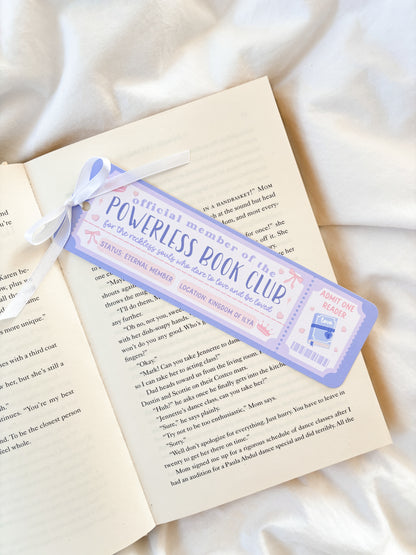 Powerless Book Club Ticket Bookmark