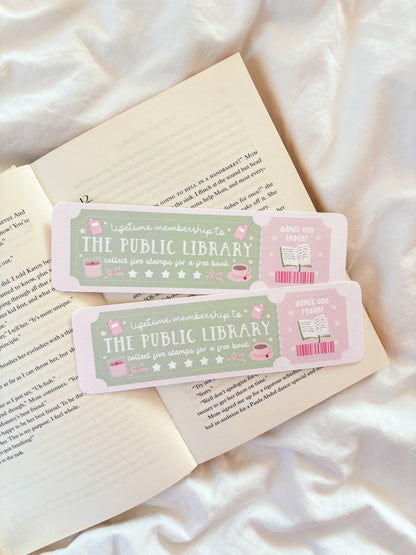 Public Library Bookmark | Library Ticket Bookmark
