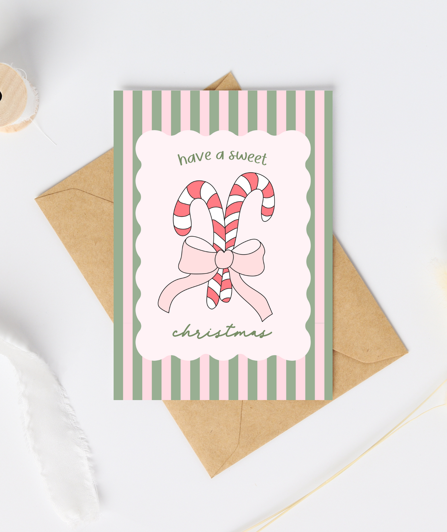 Sweet Candy Cane Christmas Card