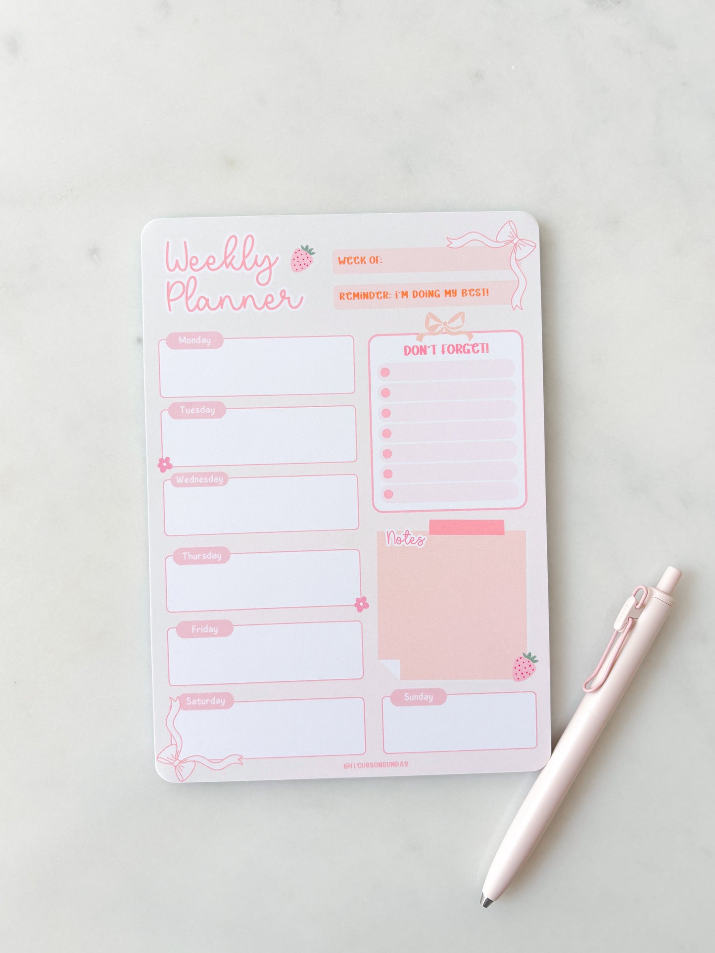 Peach Weekly Planner Notepad | Weekly Schedule A5 Notepad