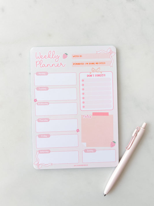 Peach Weekly Planner Notepad | Weekly Schedule A5 Notepad