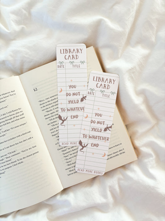 Vintage Library Card Bookmark | You Do Not Yield ToG Fantasy Bookmark