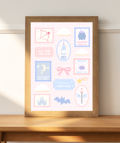 Bat Boys Stamp Art Print | Night Court Stamp
