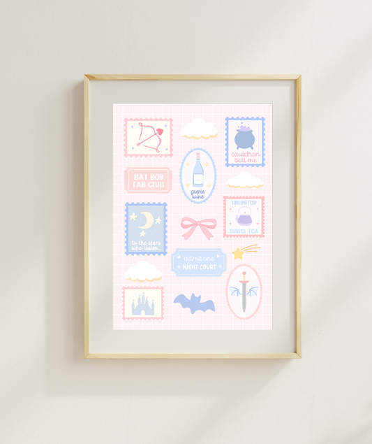 Bat Boys Stamp Art Print | Night Court Stamp