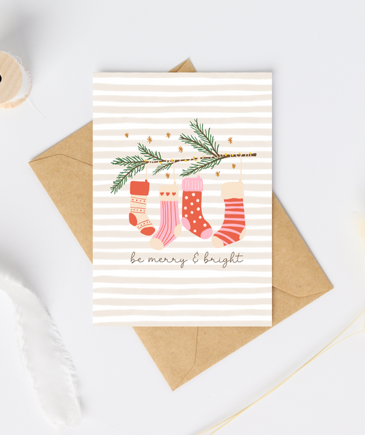 Be Merry & Bright Christmas Stocking Card