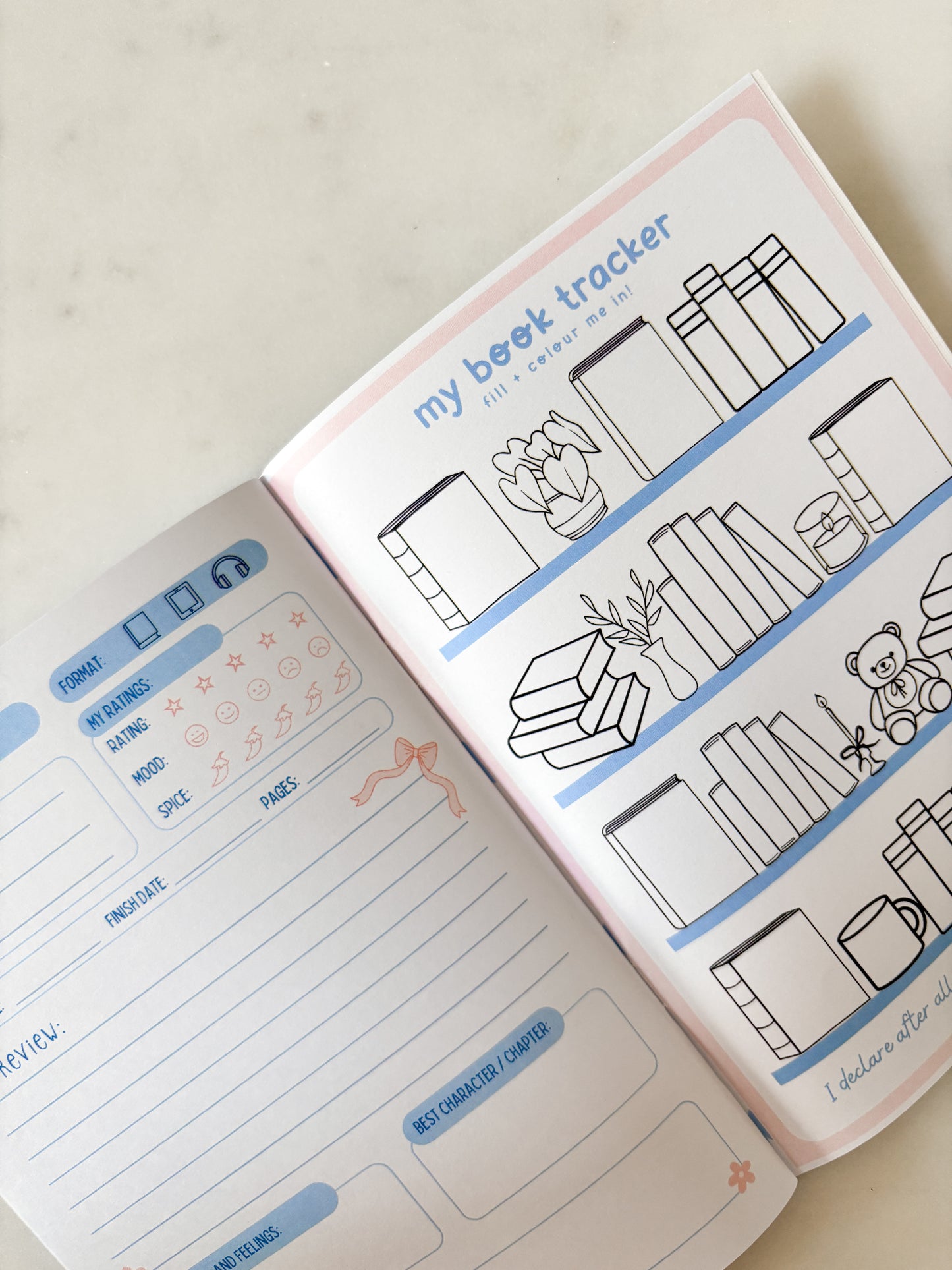 Blue Floral Reading Journal | A5 Book Review Notebook
