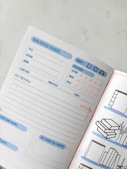 Blue Floral Reading Journal | A5 Book Review Notebook