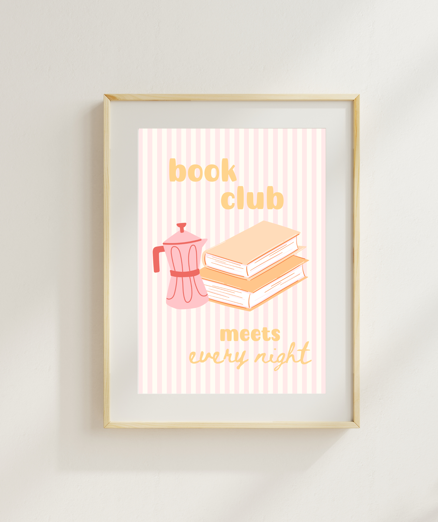 Striped Book Club Art Print | Book Club Minimal Poster