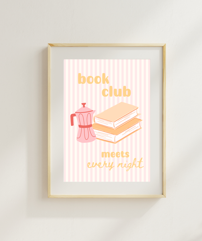 Striped Book Club Art Print | Book Club Minimal Poster