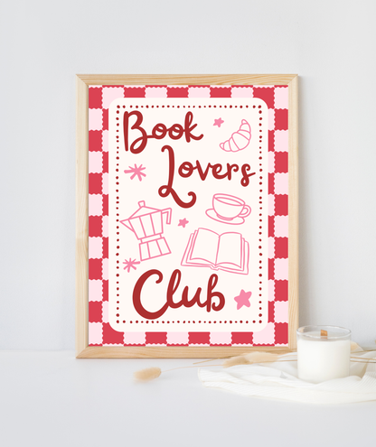 Red Book Lovers Club Checkered Art Print
