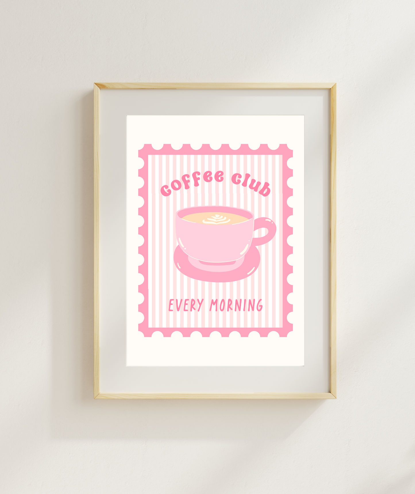 Coffee Club Pink Stamp Art Print