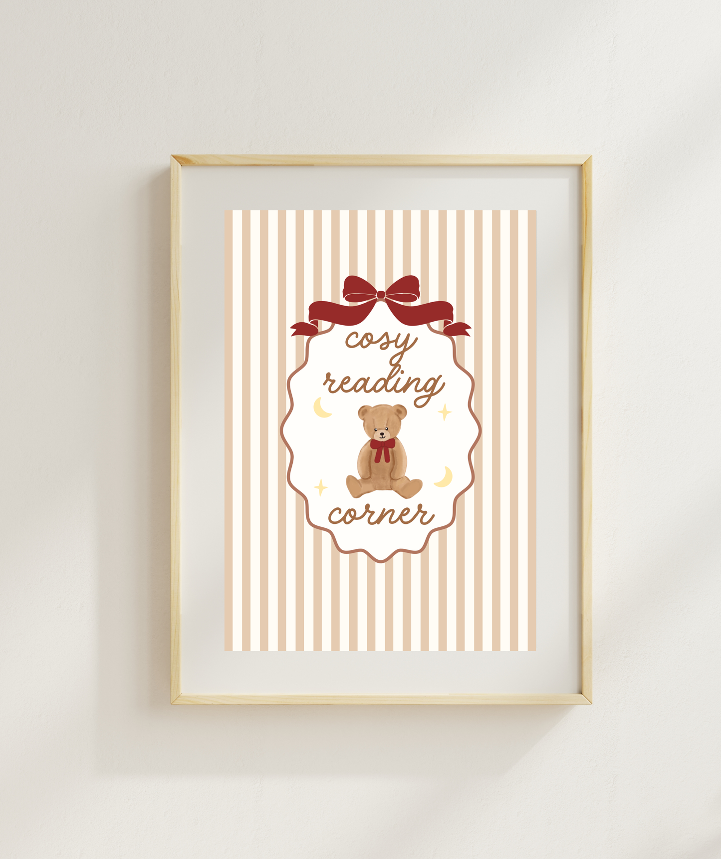 Cosy Reading Corner Teddy Bear Art Print | Cute Bear Poster