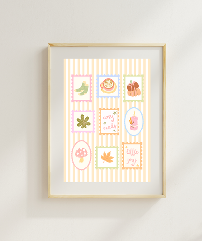 Cosy Fall Stamps Print | Autumn Little Joys Art Print