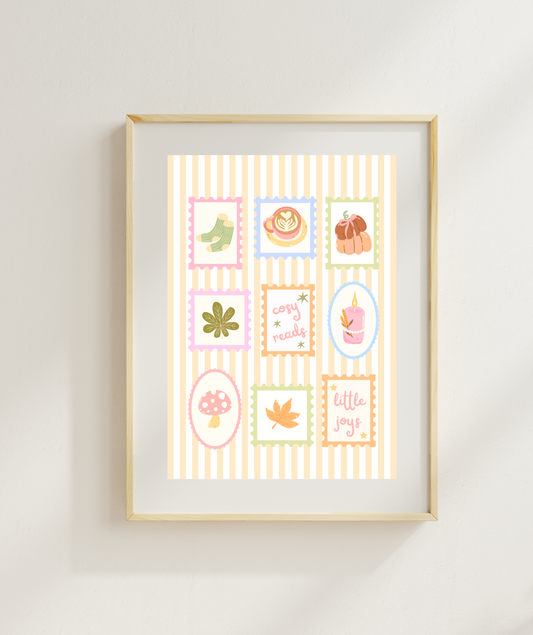 Cosy Fall Stamps Print | Autumn Little Joys Art Print