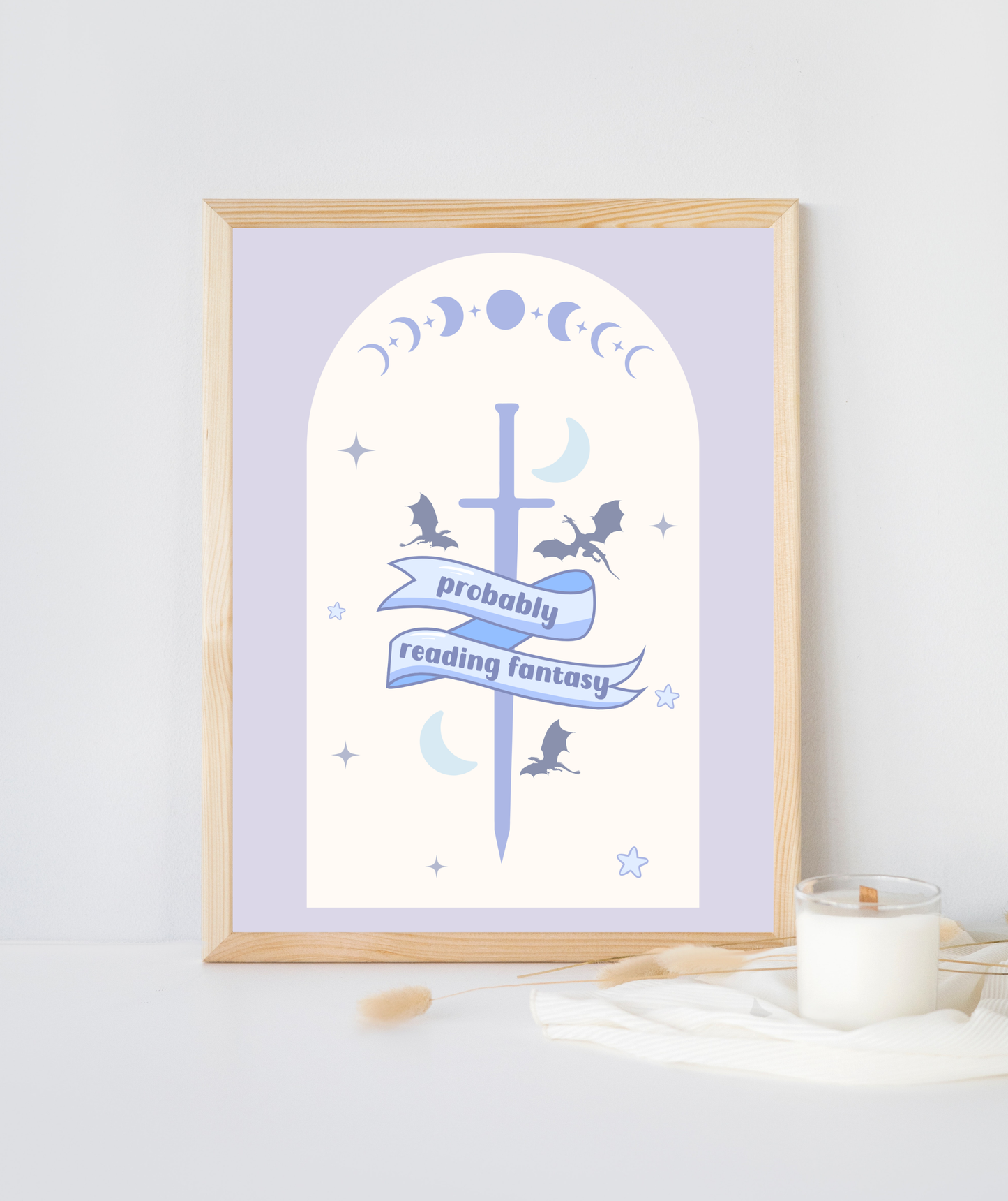 Probably Reading Fantasy Sword Art Print | Romantasy Poster
