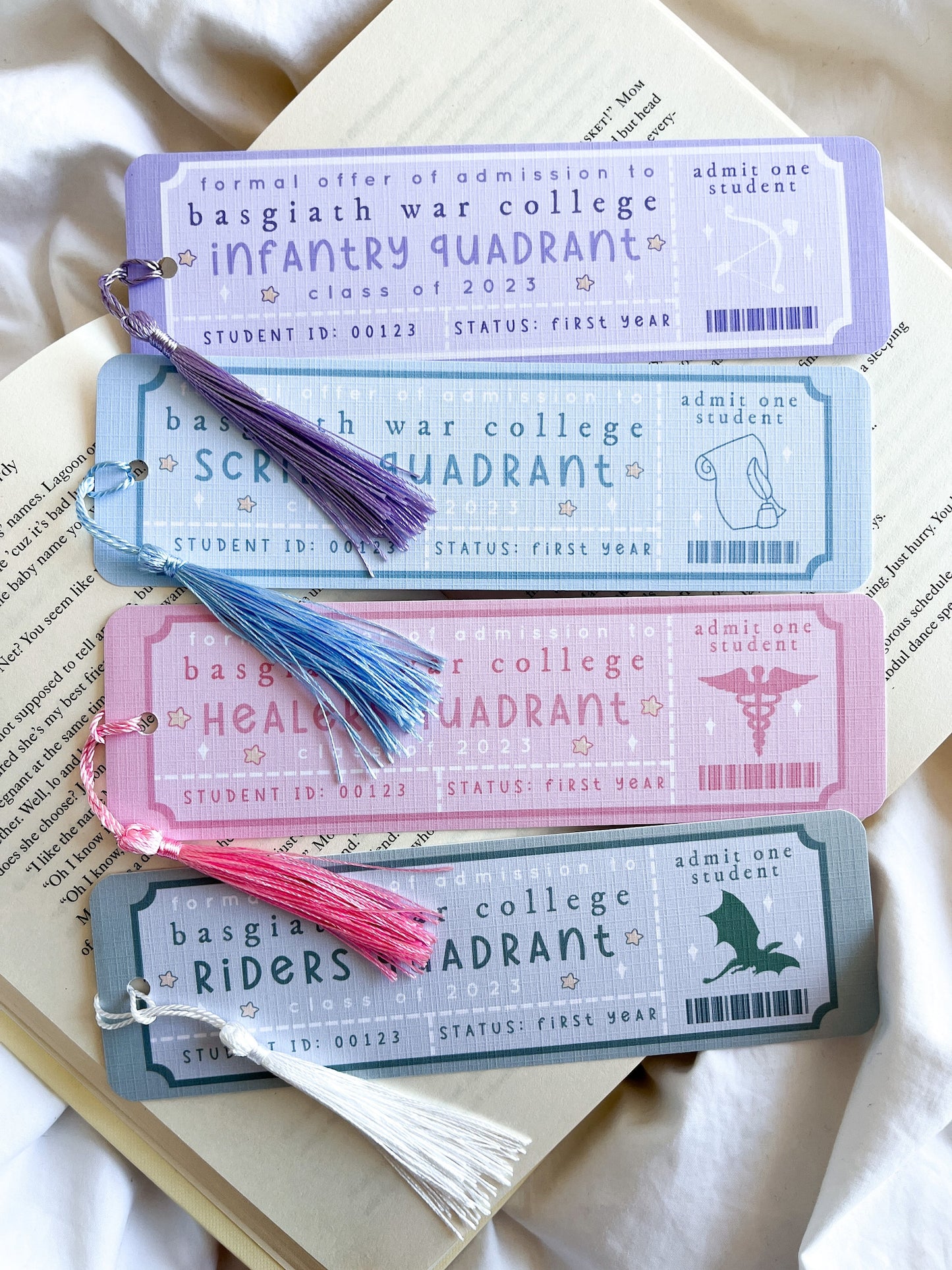 Fourth Wing Quadrant Bookmark Ticket |  Fantasy Bookmark