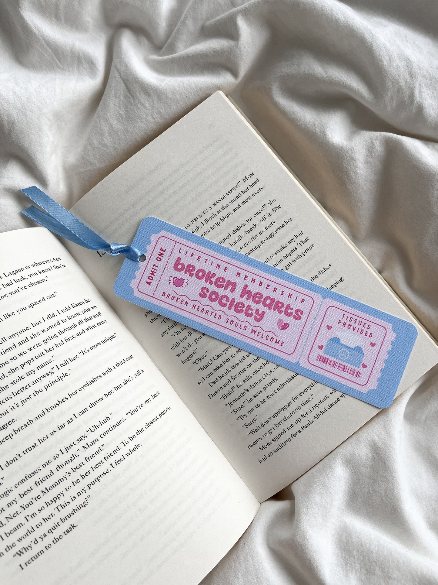 Broken Hearts Society Club Bookmark Ticket | Cute Bookmark