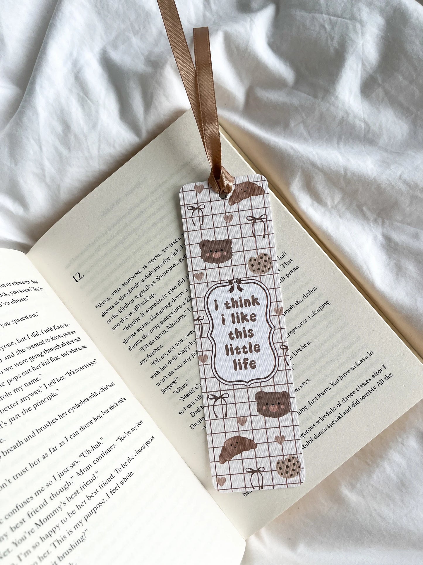 I Think I Like This Little Life Bookmark | Girly Girl Era | Soft Girl Bookmark | Teddy Bear Bookmark | Cute Bookmark