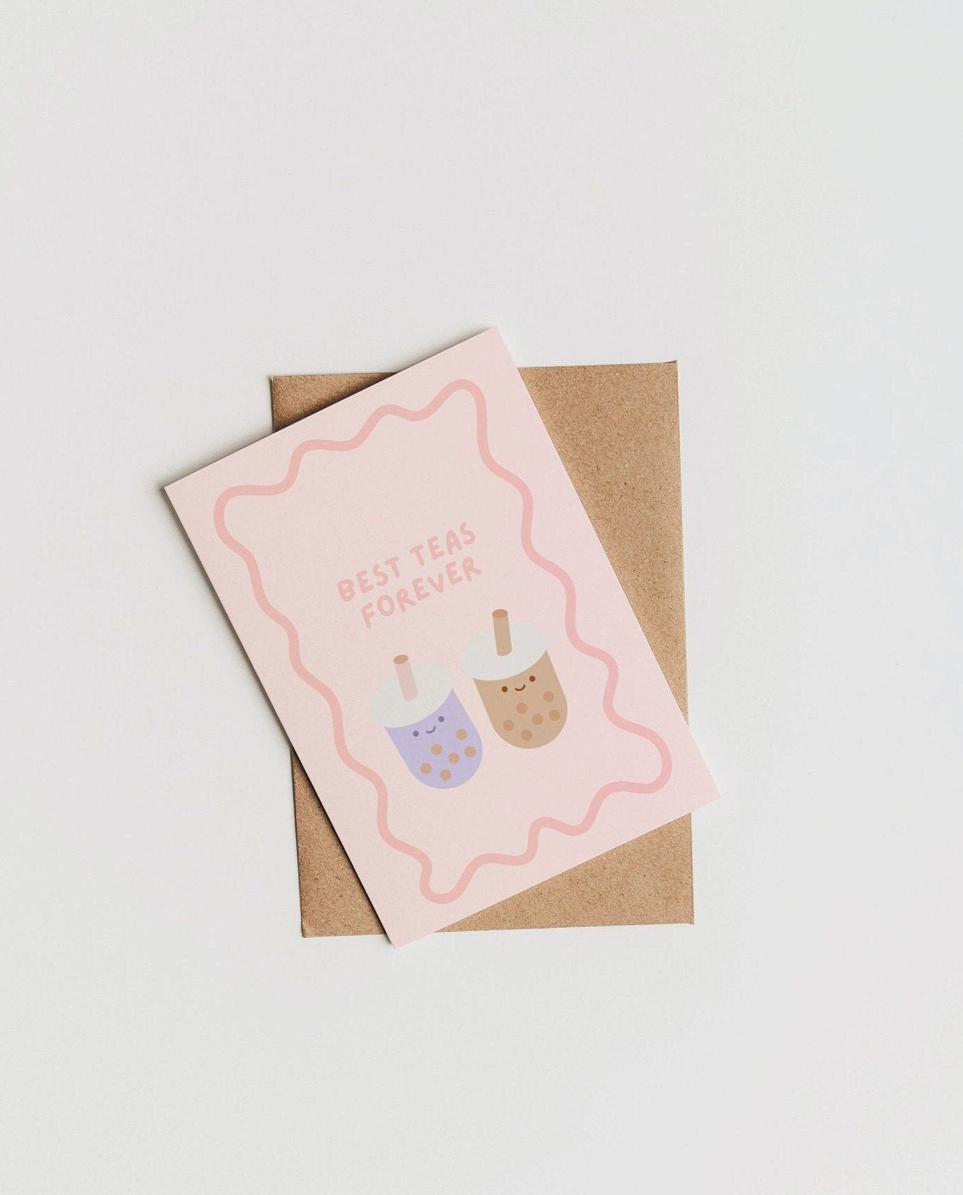 Besties Forever Card - Bubble Tea Birthday Card | Best Teas | Boba | Cute Kawaii Card | Boba Obsessed | Funny Pun Card | HK Milk Tea | Taro