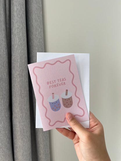 Besties Forever Card - Bubble Tea Birthday Card | Best Teas